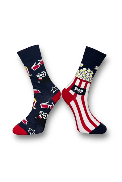 2'li Unisex Esnek Nem Alabilen Pamuklu Renkli Ve Desenli Soket Çoraplar - Resim 3