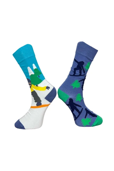 3'lü Unisex Esnek Nem Alabilen Pamuklu Renkli Ve Desenli Soket Çoraplar - Resim 5