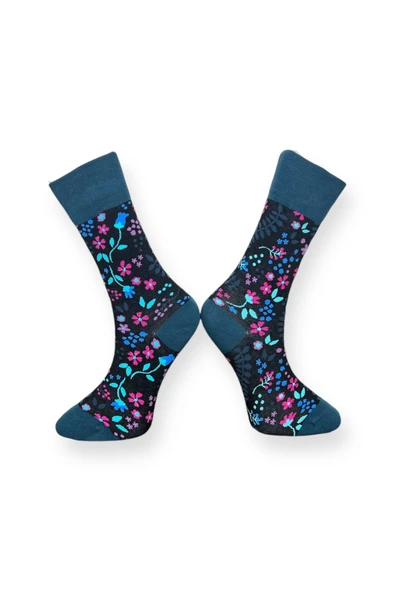 2'li Unisex Esnek Nem Alabilen Pamuklu Renkli Ve Desenli Soket Çoraplar - Resim 3