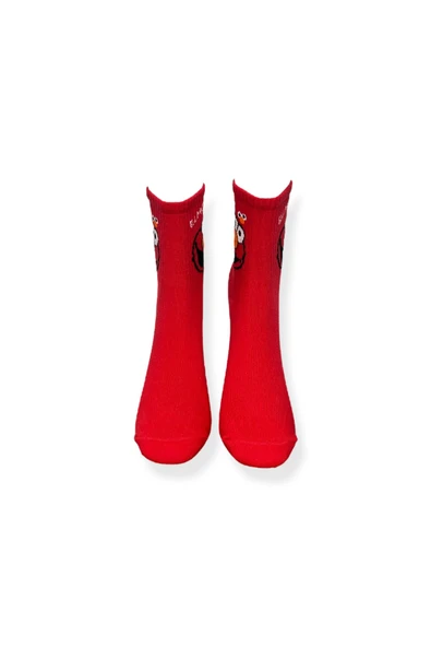 Tekli Unisex Düz Kırmızı Renkli Esnek Nem Alabilen Pamuklu Çorap - Resim 4