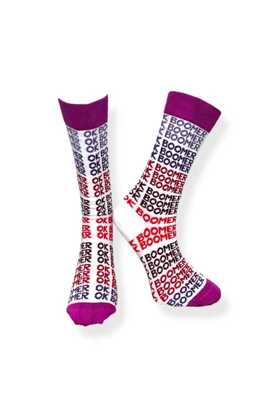 Tekli Unisex Yazılı Beyaz Renkli Esnek Nem Alabilen Pamuklu Çorap ürün görseli