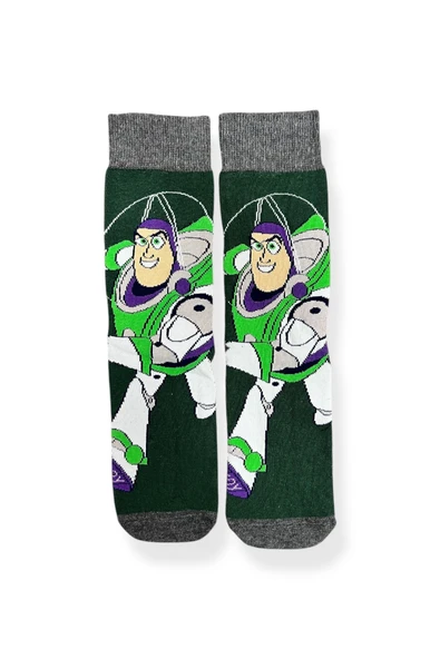 Tekli Unisex Anime Desenli Haki Renkli Esnek Nem Alabilen Pamuklu Çorap ürün görseli