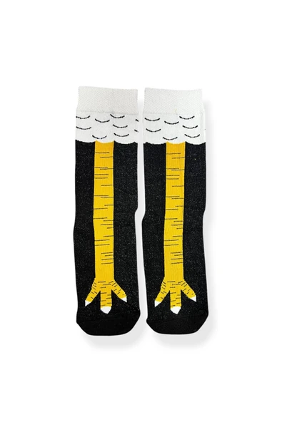 Tekli Unisex Desenli Siyah Renkli Esnek Nem Alabilen Pamuklu Çorap - Resim 2