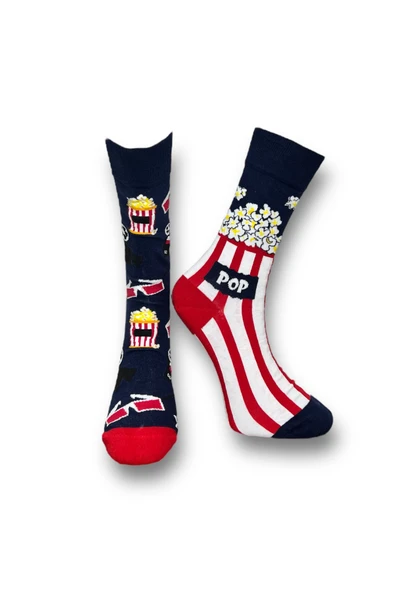 3'lü Unisex Esnek Nem Alabilen Pamuklu Renkli Ve Desenli Soket Çoraplar - Resim 2