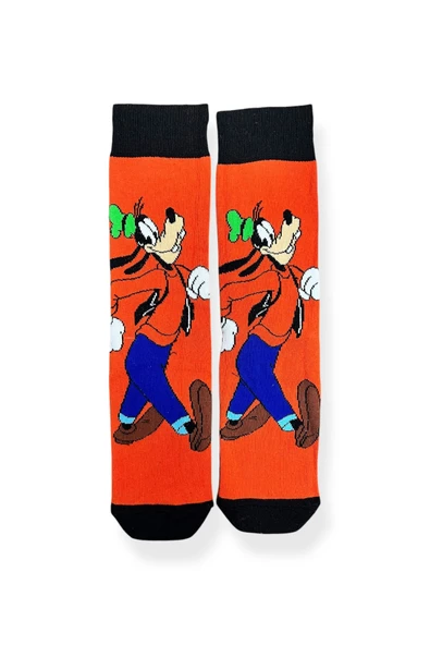 Tekli Unisex Anime Desenli Turuncu Renkli Esnek Nem Alabilen Pamuklu Çorap ürün görseli