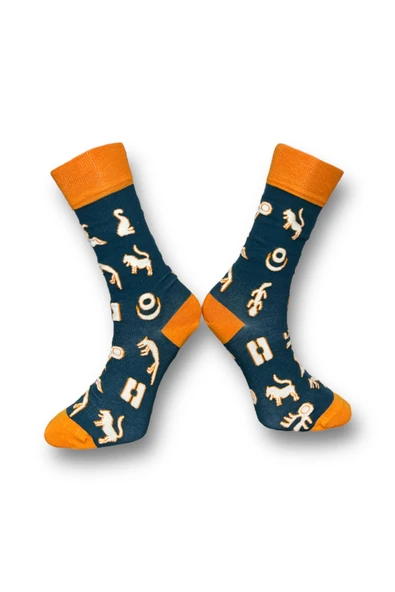 3'lü Unisex Esnek Nem Alabilen Pamuklu Renkli Ve Desenli Soket Çoraplar - Resim 3