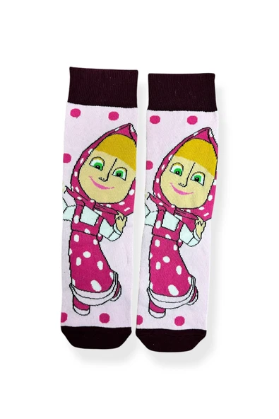 Tekli Unisex Anime Desenli Pudra Renkli Esnek Nem Alabilen Pamuklu Çorap ürün görseli