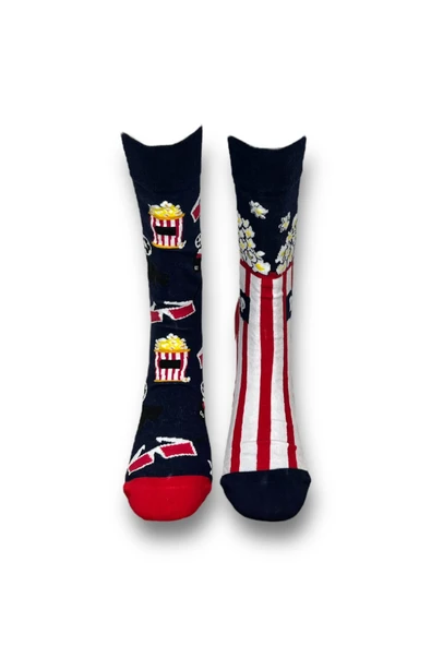 2'li Unisex Esnek Nem Alabilen Pamuklu Renkli Ve Desenli Soket Çoraplar - Resim 4