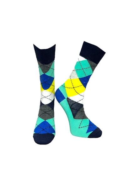 2'li Esnek Nem Alabilen Pamuklu Renkli Ve Desenli Soket Çoraplar - Resim 5