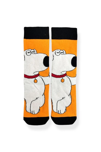 Tekli Unisex Anime Desenli Turuncu Renkli Esnek Nem Alabilen Pamuklu Çorap ürün görseli
