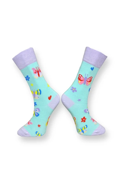 2'li Unisex Esnek Nem Alabilen Pamuklu Renkli Ve Desenli Soket Çoraplar - Resim 6