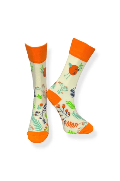 Tekli Unisex Hayvan Desenli Bej Renkli Esnek Nem Alabilen Pamuklu Çorap ürün görseli