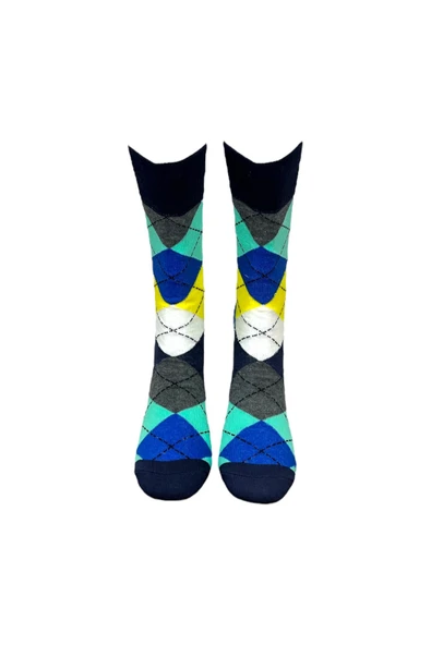 2'li Esnek Nem Alabilen Pamuklu Renkli Ve Desenli Soket Çoraplar - Resim 7