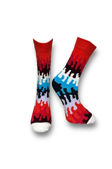 3'lü Unisex Esnek Nem Alabilen Pamuklu Renkli Ve Desenli Soket Çoraplar - Resim 6