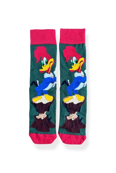 Tekli Unisex Anime Desenli Haki Renkli Esnek Nem Alabilen Pamuklu Çorap ürün görseli