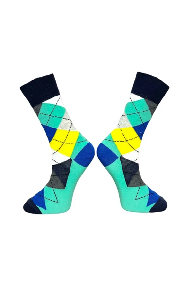 2'li Esnek Nem Alabilen Pamuklu Renkli Ve Desenli Soket Çoraplar - Resim 6