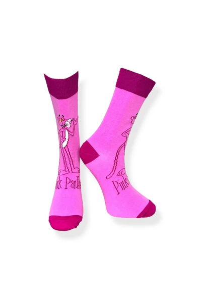 Tekli Unisex Anime Desenli Pembe Renkli Esnek Nem Alabilen Pamuklu Çorap - Resim 2