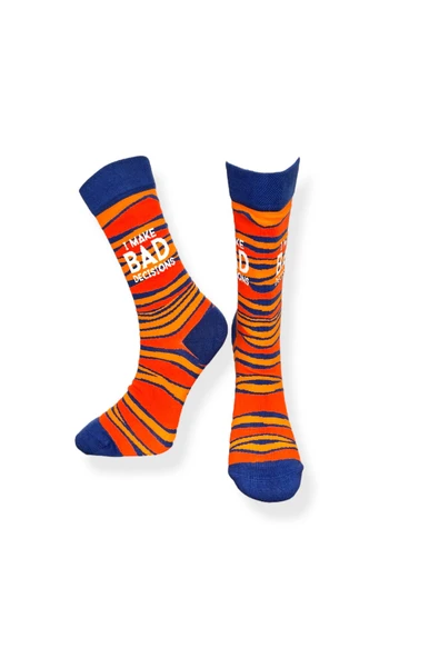 Tekli Unisex Hayvan Desenli Turuncu Renkli Esnek Nem Alabilen Pamuklu Çorap - Resim 3