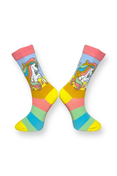 3'lü Unisex Esnek Nem Alabilen Pamuklu Renkli Ve Desenli Soket Çoraplar - Resim 3