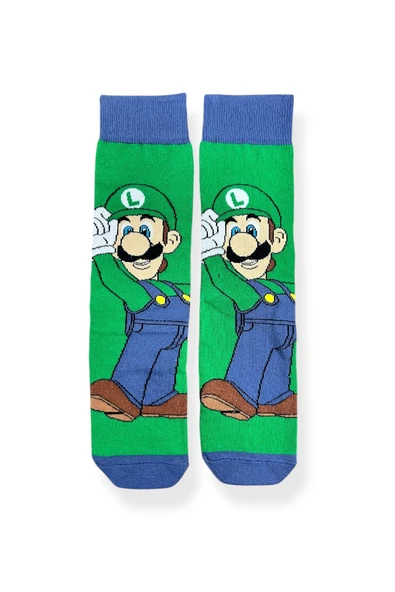 Tekli Unisex Anime Desenli Yeşil Renkli Esnek Nem Alabilen Pamuklu Çorap ürün görseli