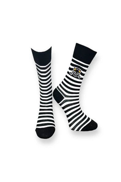 3'lü Unisex Esnek Nem Alabilen Pamuklu Renkli Ve Desenli Soket Çoraplar - Resim 4