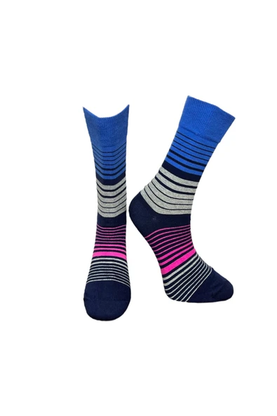 2'li Esnek Nem Alabilen Pamuklu Renkli Ve Desenli Soket Çoraplar - Resim 2