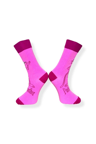 Tekli Unisex Anime Desenli Pembe Renkli Esnek Nem Alabilen Pamuklu Çorap - Resim 3
