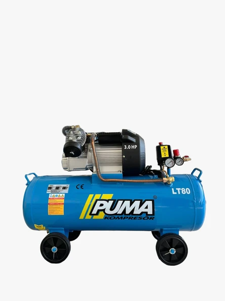 PİSTONLU KOMPRESÖR - 80 Lt - 3 HP - 8 Bar - Hava Üretimi: 400 Lt/dk. - 220 Volt - 2