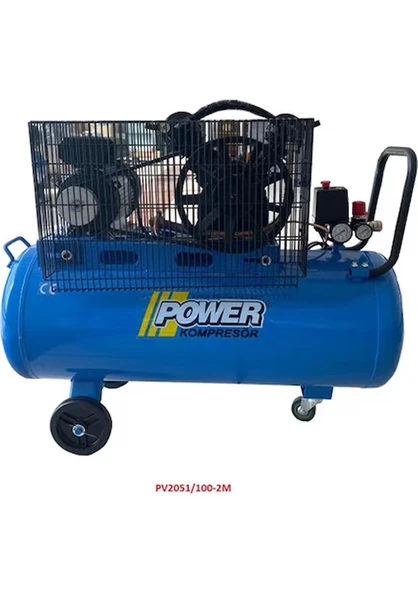PİSTONLU KOMPRESÖR - 100 Lt - 2 HP - 8 Bar - Hava Üretimi: 200 Lt/dk. - 220 Volt - 3