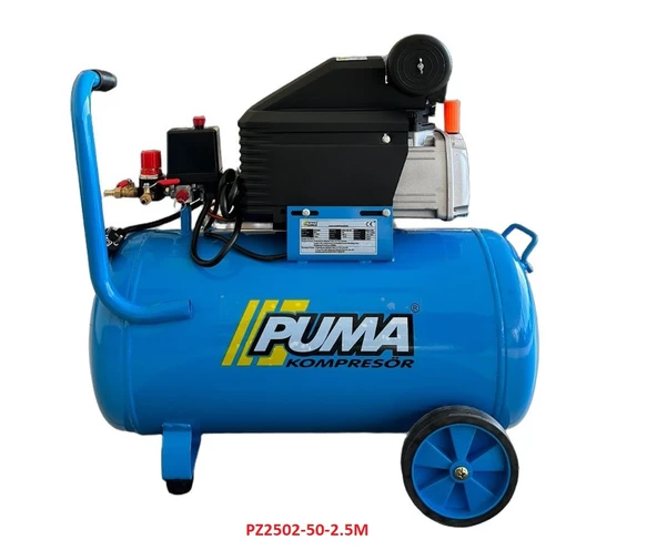 PİSTONLU KOMPRESÖR - 50 Lt - 2.5 HP - 8 Bar - Hava Üretimi: 200 Lt/dk. - 220 Volt - 2