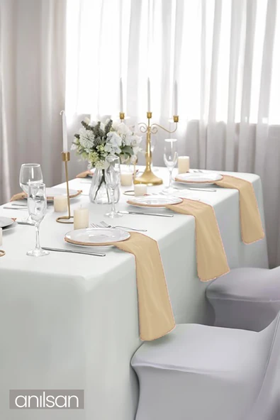 4’lü %100 Pamuk Kumaş Peçete Krem 50x50 Cm Mutfak Bezi Sofra Sunum Servis Peçetesi - 2