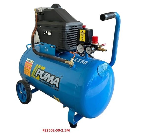 PİSTONLU KOMPRESÖR - 50 Lt - 2.5 HP - 8 Bar - Hava Üretimi: 200 Lt/dk. - 220 Volt - 6