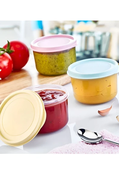BEE HOME 3’lü Mini Yuvarlak Saklama Kabı (3x175ml)