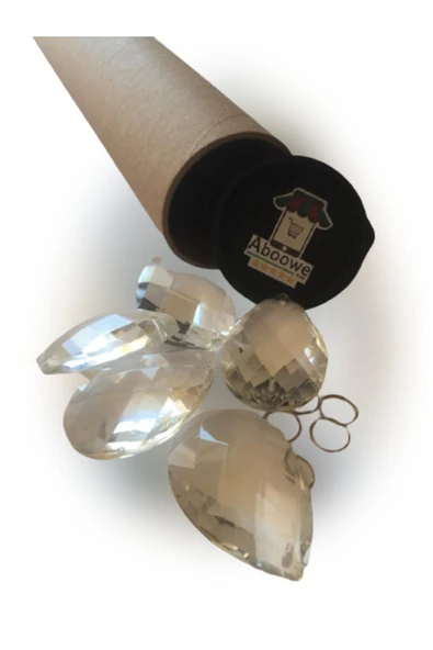 ABOOWE Damla Kristal Avize Taşı 5 Adet Cam Lazer Kesim 50 Mm - 5