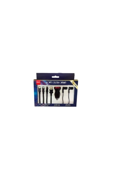 BOOD Cs-61 3'lü Araç Kiti Micro Usb , Type-c, Lightning Girişli 2 Usb'li Araç Çakmak Şarjı - 3
