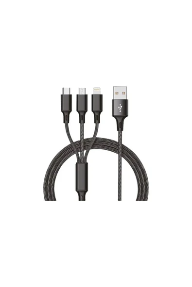 BOOD Cs-61 3'lü Araç Kiti Micro Usb , Type-c, Lightning Girişli 2 Usb'li Araç Çakmak Şarjı