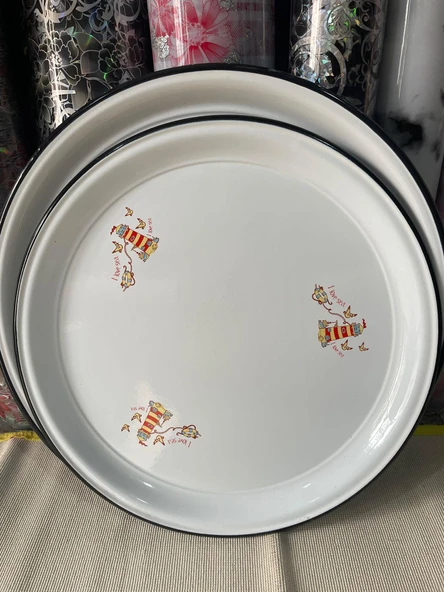 Emaye Sini Sofra, Yemek Sunum Tepsi, Yer Sofrası Çinko ~50 cm - 4