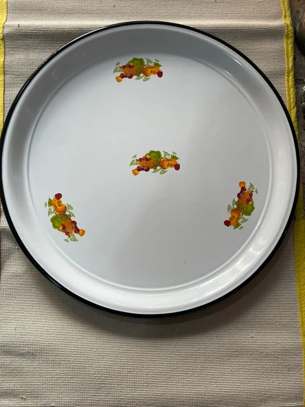 Emaye Sini Sofra, Yemek Sunum Tepsi, Yer Sofrası Çinko ~50 cm - 3