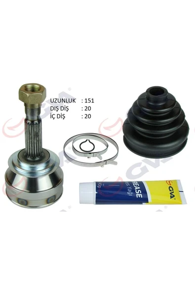 GVA AKS KAFASI DIŞ ÖN FIAT UNO 70 1.4i 94-0020×20x43.1 151mm GVA 4424120K 5998706-5959385-5944689