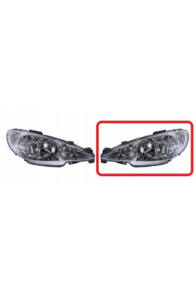 AYFAR Peugeot 206 Ön Far Sol Elektrikli H7 2003-2010 / 6204.s9 - 2