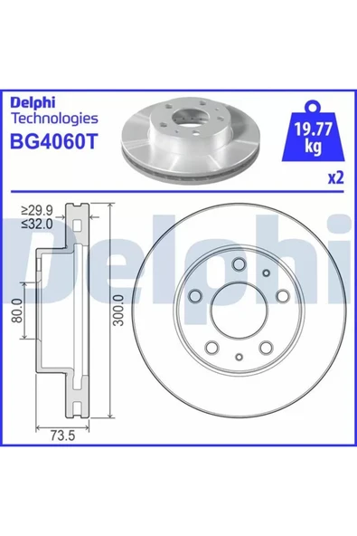 DELPHİ ON FREN DISK AYNASI JUMPER III BOXER III DUCATO III 20Q CAP300 KALINLIK32 06-DELPHI BG4060T-51705758