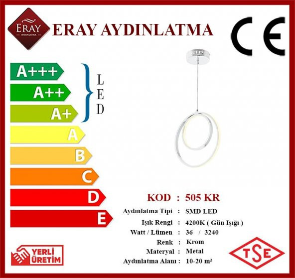 Eray Aydınlatma 505 Krom Led Avize - Resim 3