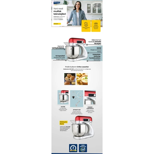 GOLDMASTER GM-7274K CEO CHEF STAND MİKSER MUTFAK ŞEFİ - 5