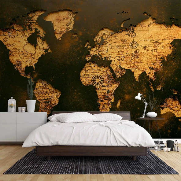 Ahşap Dünya Haritası Duvar Kağıdı - Resim 2