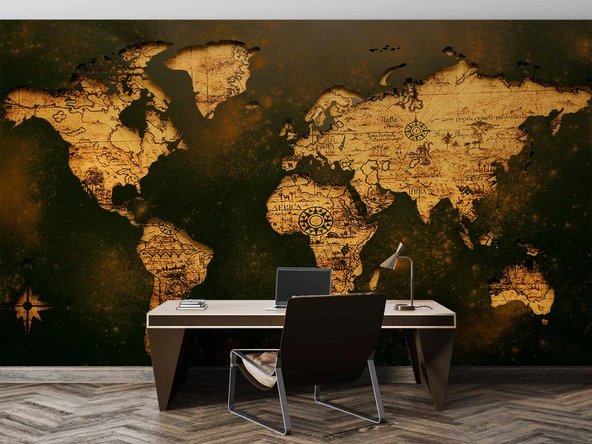 Ahşap Dünya Haritası Duvar Kağıdı - Resim 4