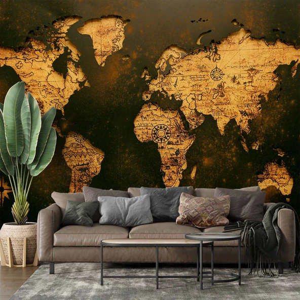 Ahşap Dünya Haritası Duvar Kağıdı ürün görseli