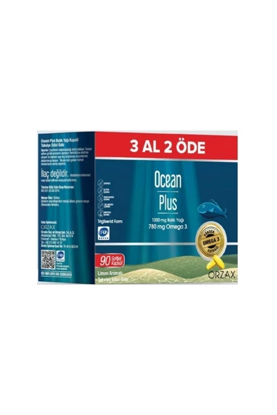 Orzax Ocean Plus 3 Al 2 Öde 1200 Mg Balık Yağı 90 Kapsül - Limon Aromalı