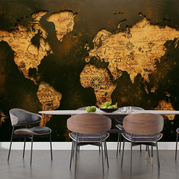 Ahşap Dünya Haritası Duvar Kağıdı - Resim 5