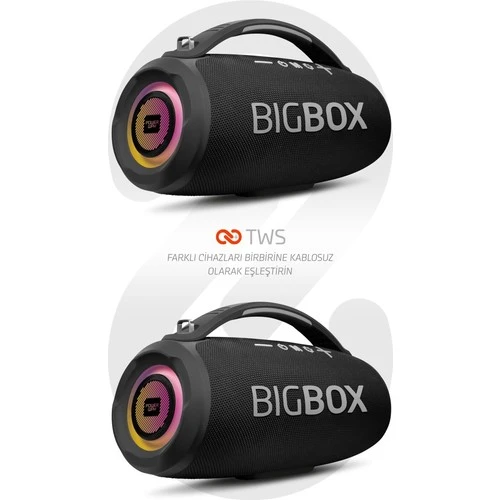 PMR BigBox – Güçlü Bass, LED Işık ve TWS Destekli Bluetooth Hoparlör - 3