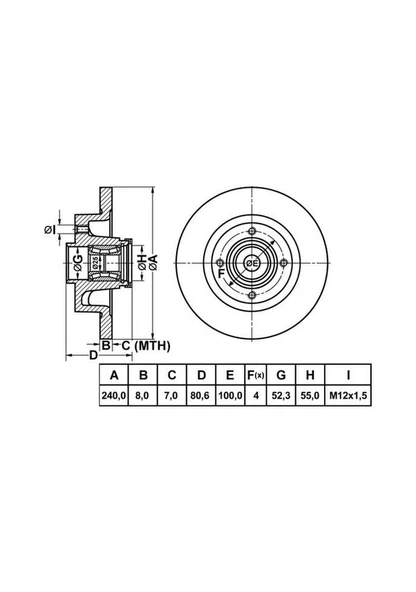 FREN DISK ARKA RULMANSIZ CLIO III MEGANE